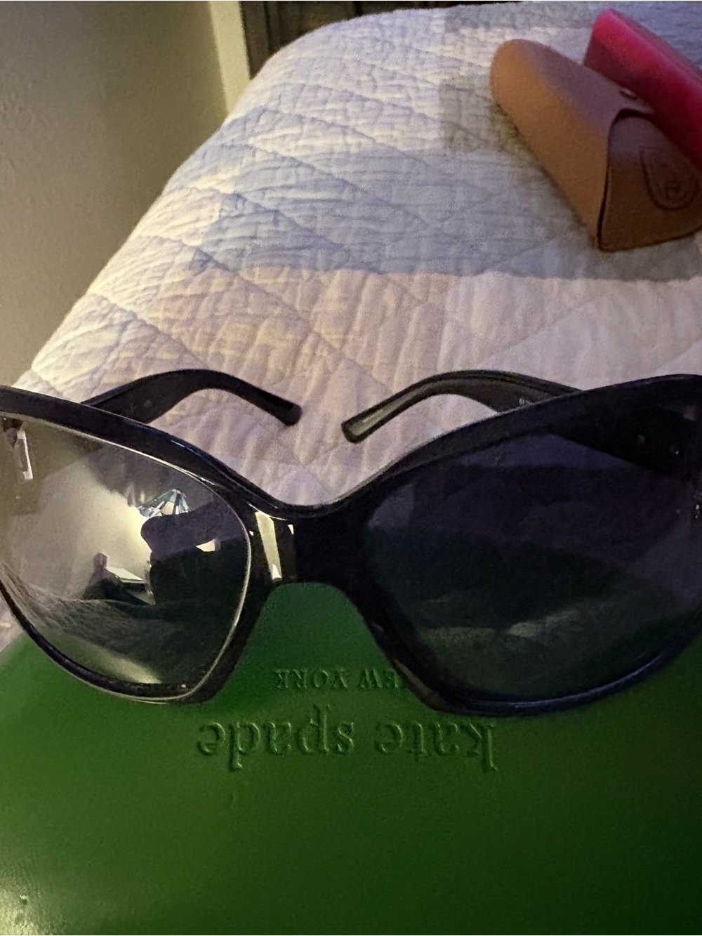 kate spade black oversized women's sunglasses with dark lenses